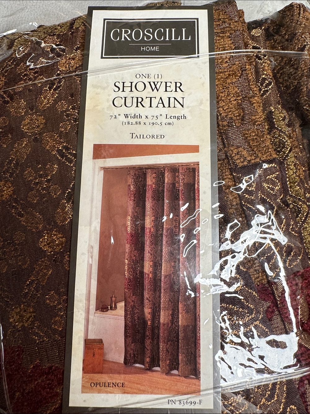 Croscill Home Opulence Jacquard Shower Curtain in Brown & Gold 70”x 72” - Picture 4 of 4